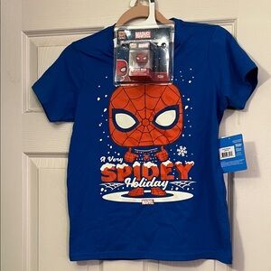 Marvel Spidey Holiday Blue T-Shirt with Red Graphic